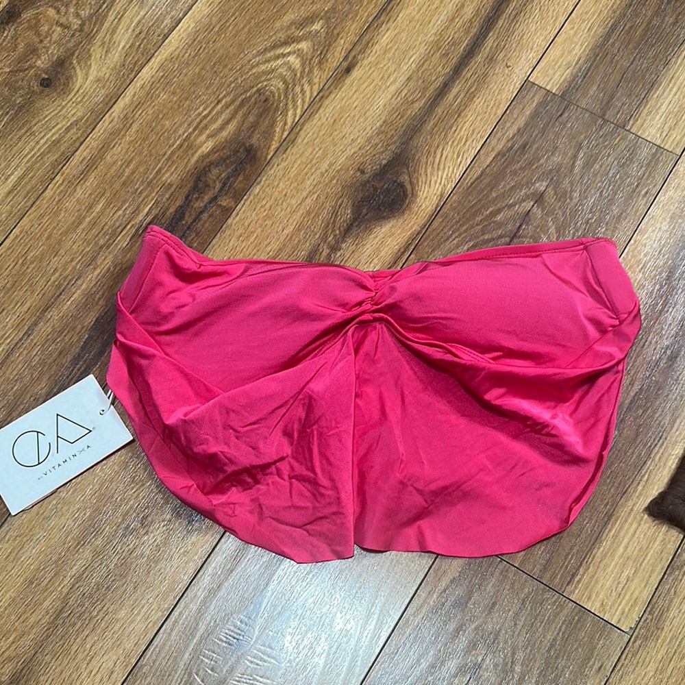 CA VITAMIN A Pink Flouncy Bikini Top